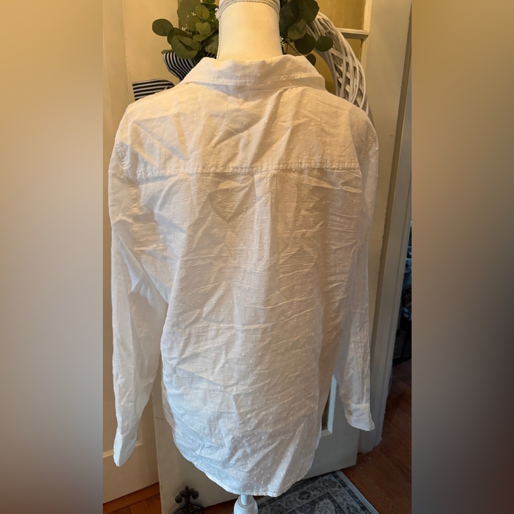 GAP white Swiss dot Textured Shirt - Picture 4 of 4